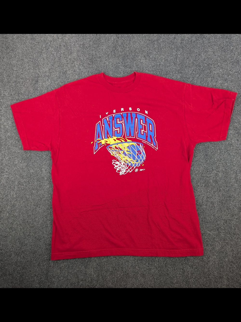 Vintage Reebok Allen Iverson The Answer T-Shirt Red Men's XL Philadelphia 76ers